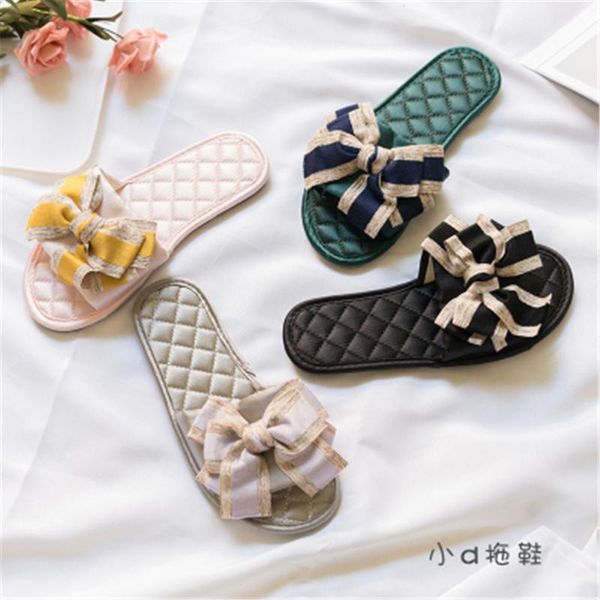 

mili-miya new women summer style fashion slippers flip flops female casual beach slides bow sandals comfortable flat shoes, Black