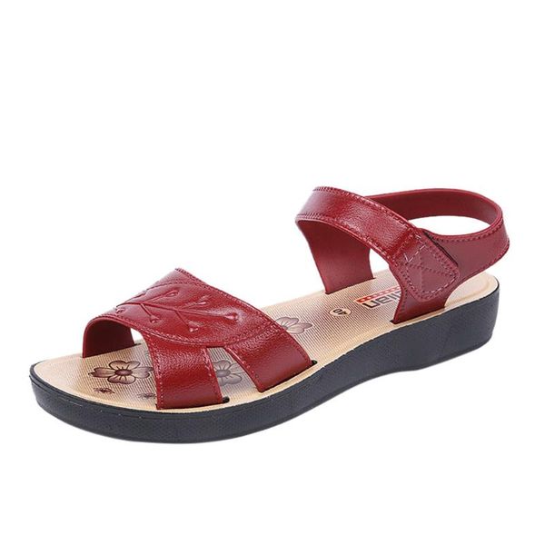 

sagace women sandals flat 2020 summer leaf pattern soft sole solid color sandals fashion lightweight and breathable beach shoes, Black