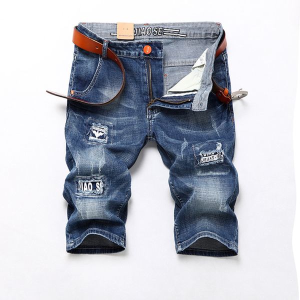

2020 men's jeans denim shorts soft mens pants summer jean fashion casual straight jeans, Blue