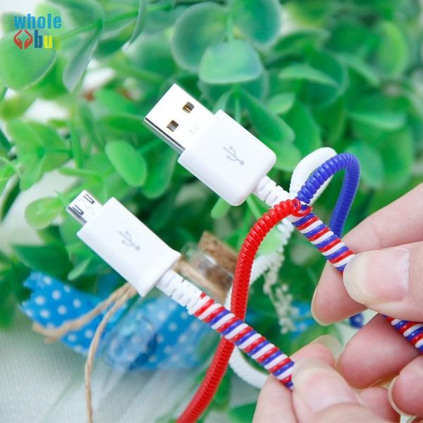 

5000pcs/lot plastic spiral usb charging data line protecter rope wire cord protection wrap cable winder organizer for cellphone 0.5m