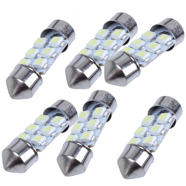 

6 pcs 31mm 3528 6 smd white e festoon car led light 3022 internal