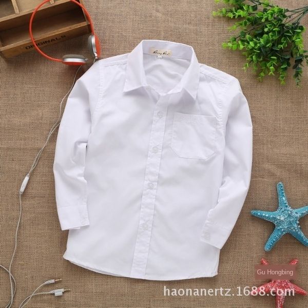 

2019 новая рубашка модно все-матч чистого белого мальчика производительность 2019 одежды новых детей одежды одежда детская рубашка, White;black