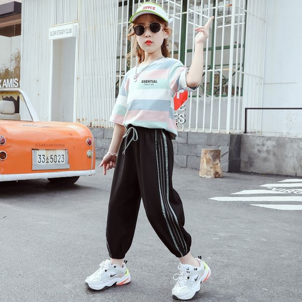 

girls online red summer dress western style suit 2020 new zhong da children fashion sports girl two-piece suit