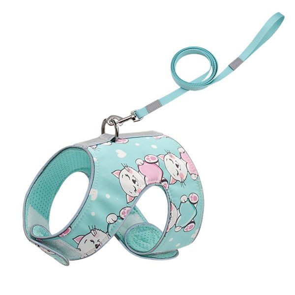 

dog harness and leash set reflective anti-strike chest strap traction walking lead leash for small medium dog cat pet brea