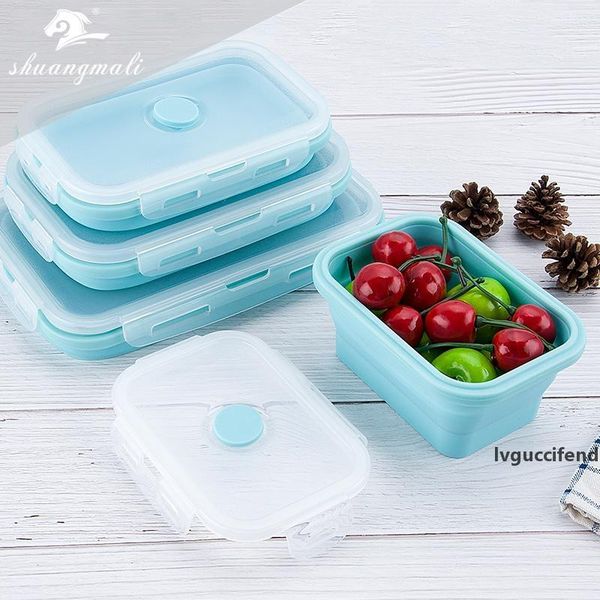 

4 sizes collapsible silicone food container portable bento lunch box microware home kitchen outdoor food storage containers box t200429
