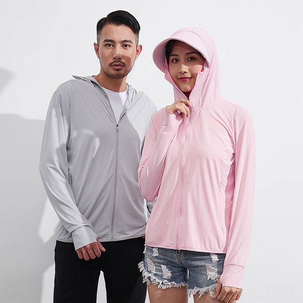 

sunscreen couple long sleeve base suit ball coat 20 summer new all-match hooded loose ice silk thin cardigan coat baseball suit, Black;brown