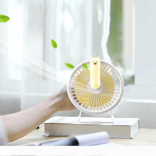 

brelong mini usb deskfan personal portable fan rechargeable multi-color led night light home office 1 pc