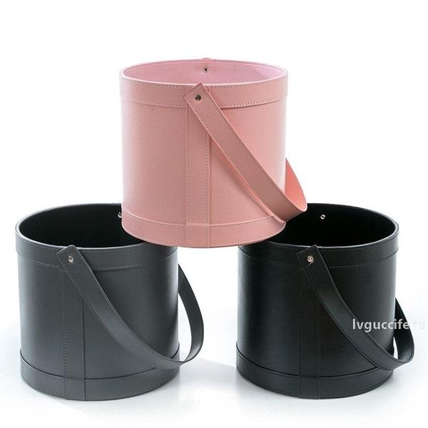 

florist hat boxes leather handheld round box candy boxes gift box packaging for gifts christmas flowers gifts living vase