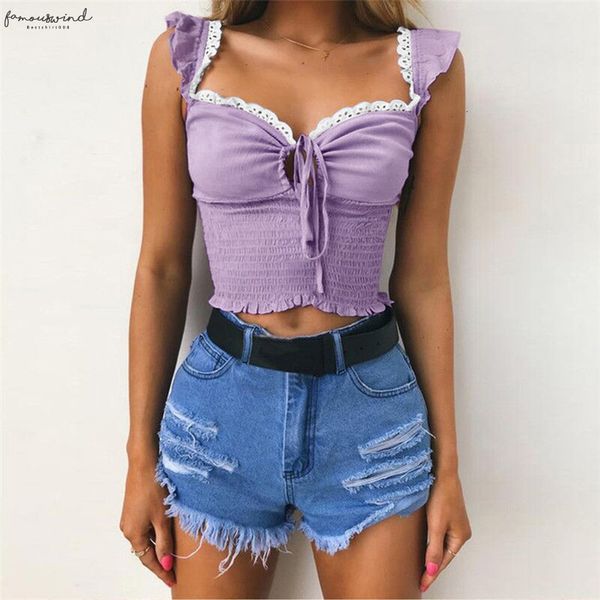 

womens robe femme solid vest casual lace patchwork ruffled cap sleeve sleeveless tunic blouse tank women summer sleeveless, White