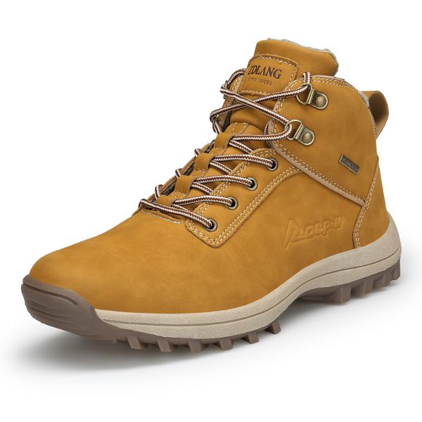 

men boots winter snow boots women outdoor waterproof non-slip high-plus velvet warm hiking lovers shoes ankle, Black