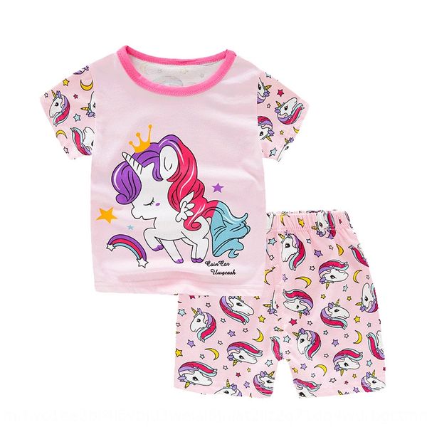 

owqqx unicorn children's set cotton short-sleeved girl thin cartoon printing baby pajamas western clothes home clothes home furnishing