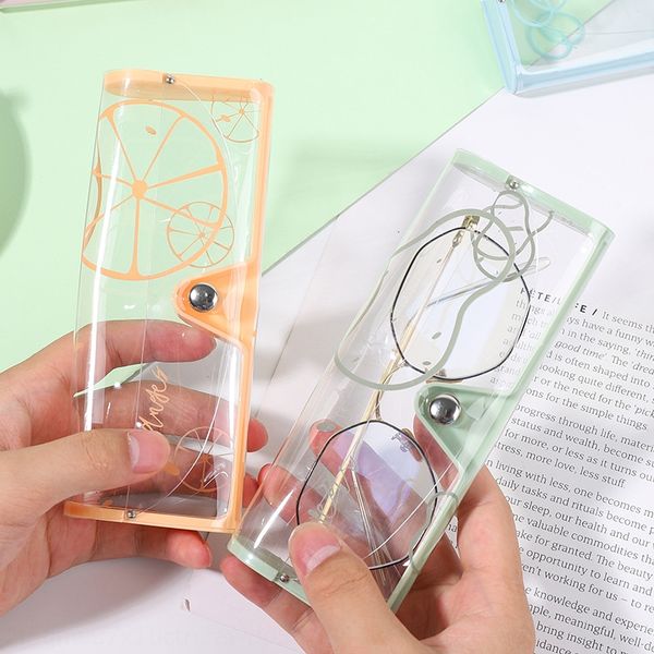

bao bao portable student myopia cartoon transparent soft case case myopia glasses box pvc glasses box boutique department store, Blue