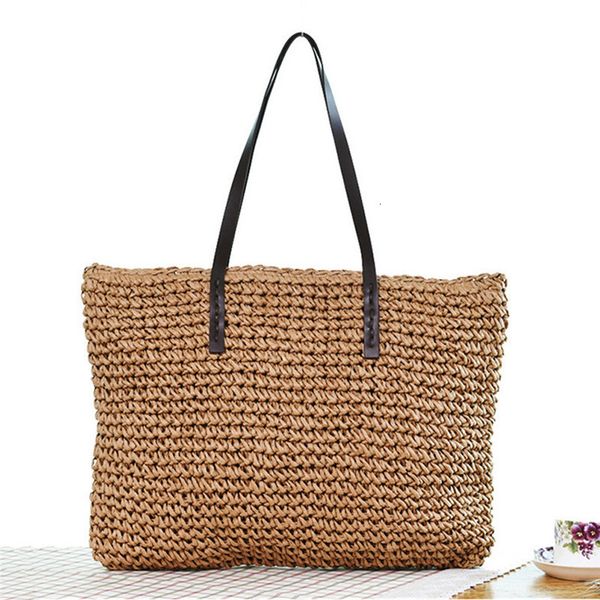 

women rattan beach shoulder bags summer holiday handmade straw bag handbag women bohemia zipper tote