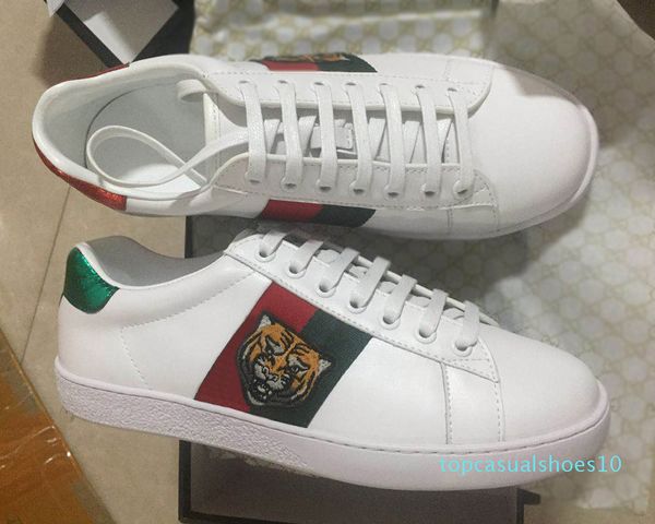 

print new designer shoes white bees ace embroidered mens & women genuine leather designer sneaker red bottom casual shoes t10, Black