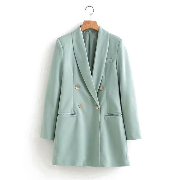 

women's suits & blazers vintage green women autumn casual long sleeve double breasted blazer ladies elegant suit jacket outwear g355, White;black