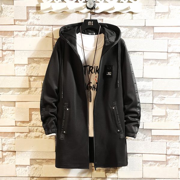 

mens trench coat fashion 2020 autumn harajuku windbreaker overcoat male casual outwear hip hop men jacket, Tan;black