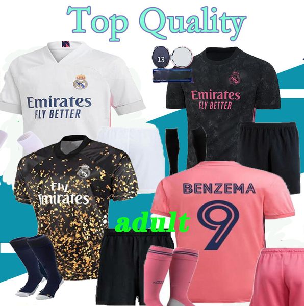 

s-xxl men kit + sock 2020 real madrid marian soccer jersey 2019 2020 2021 benzema sergio ramos morata isco asensio bale football jersey руба, Black;yellow