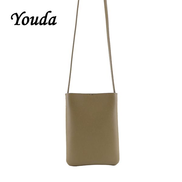 

youda original solid color pu material ladies mobile phone pouch classic style simple girl messenger bag portable shoulder bags