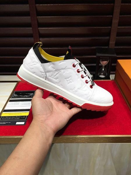 

2020g limited edition letter leather print men's daily lace up casual shoes, high-end fashionable wild outdoor sneakers, size: 38-45, Black