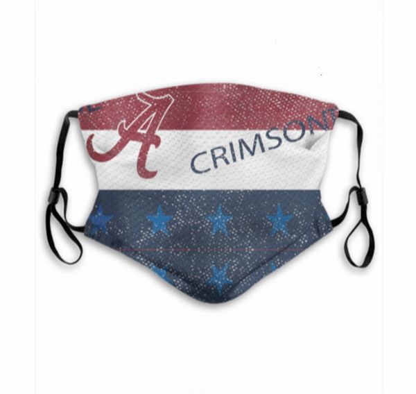 

ncaa alabama crimson tide flag face covering washable adjustable reusable party safe outdoor sports dust proof breathable face masks tools