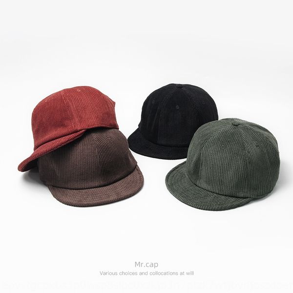 

gyz11 korean style lamp wick baseball ins corduroy short eaves naked baseball cap creative leather tail belt multicolor men's and women, Blue;gray