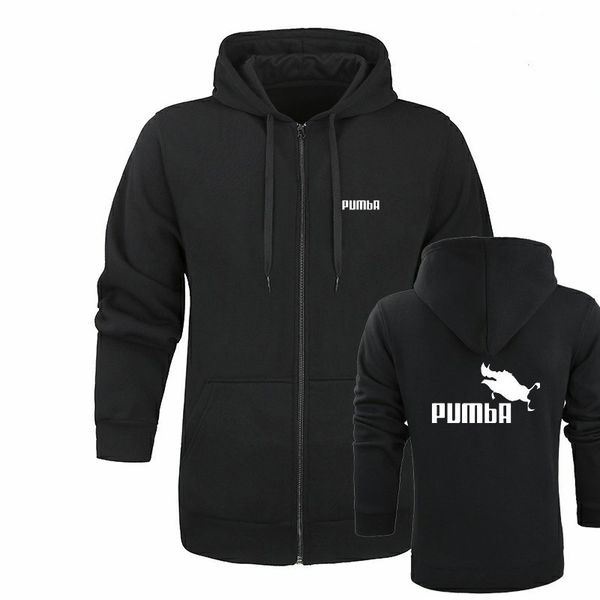 

марка мужская толстовка 2020 осень-зима одежда homme пумба толстовка fun мужская одежда хлопок hip hop top моды zip кардиган, Black