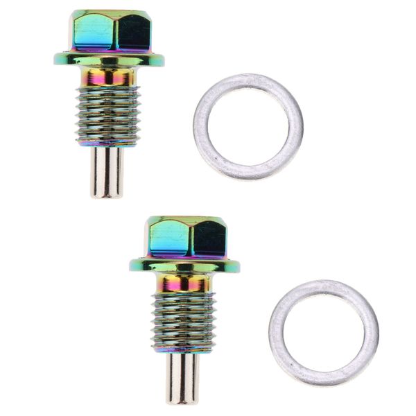 

2 pieces magnetic engine oil pan drain screw w gasket m12x1.5
