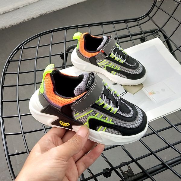 

zy0lq 2020 spring запуск детских shoesnew корейских boysbreathable повседневная обувь girlsnon нескользящей крючок и петля детские кроссовки, Black