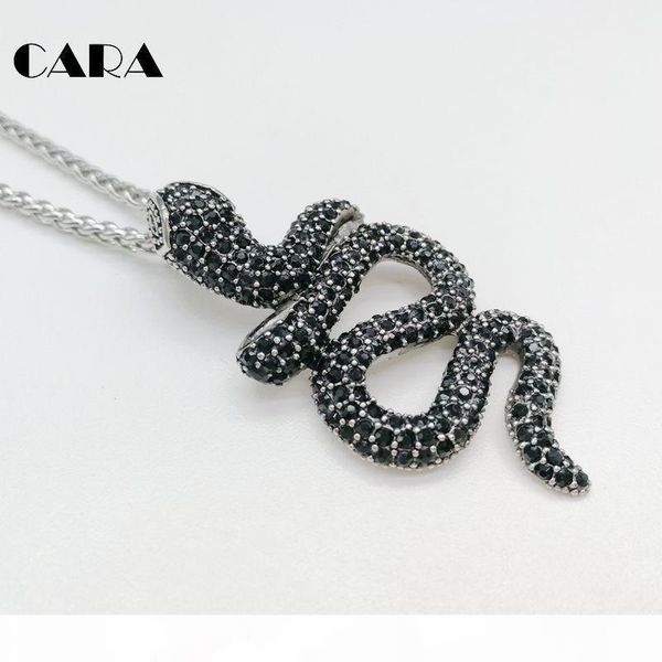 

кара новый дизайнер ожерелье полный кубический цирконий змея ожерелье cz ожерелье камней животное змея для мужчин cagf0418, Silver