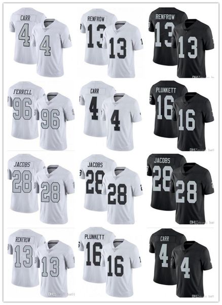 

2020 men women youth oaklandraider 96 ferrell 4Â derekÂ carr 13 renfrow 16Â jimÂ plunkettÂ 28 jacobs football jerseys black rush white, Black;red