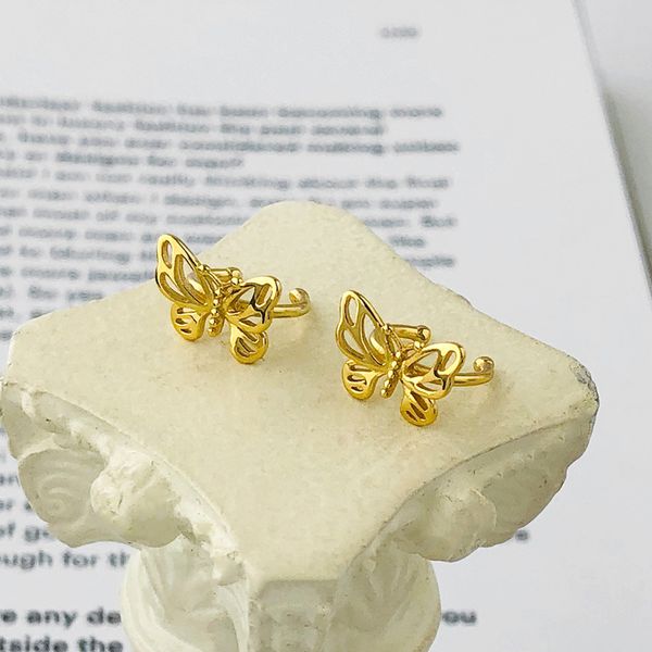 

2020 Trending Gold Cuff Earring No Pierce 925 Sterling Silver Gold Plated Cuff Butterfly Earrings Women for female gifts 10pairs per lot