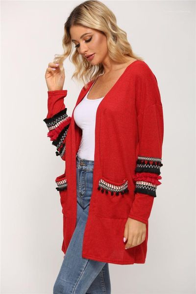 

sweaters panelled contrast color long sleeve cardigan womens designer sweaters with pockets autumn ruffle sleeve winter womens, White;black