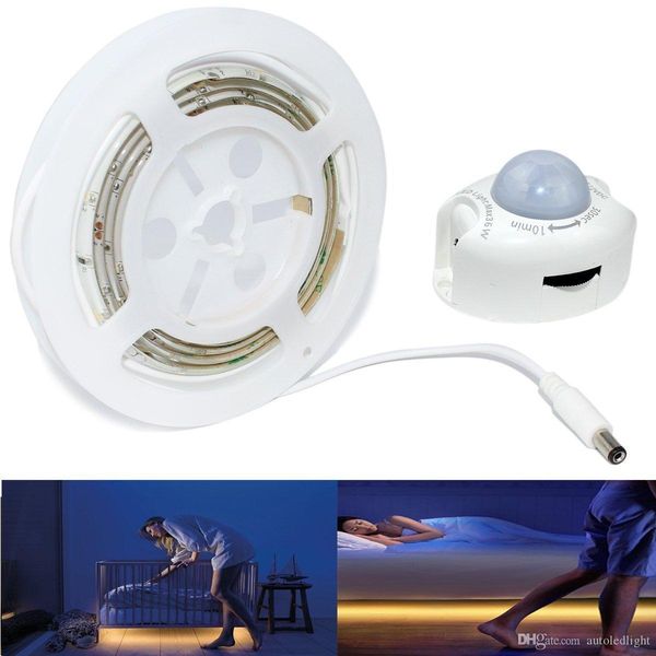

motion activated bed light, 1.2m flexible led strip sensor night light, under cabinet, under bed, hallway with sensor light