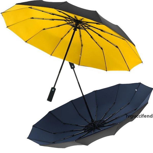 

2019 big business umbrellas rain women man full-automatic parasol 12 ribs men three folding umbrella male big paraguas plegable t200117