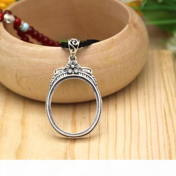 

925 sterling silver art nouveau 22x26mm oval cabochon semi mount party pendant fine silver women flower jewelry setting