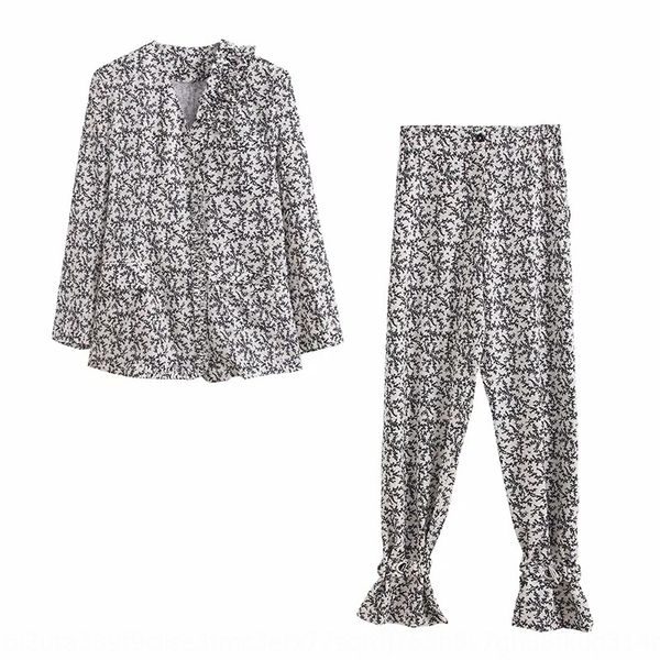 

0o0e0 2020 summer new women's korean design sense niche hong kong style floral suit 2020 summer seasonal new goods pants two-piece suit, White;black