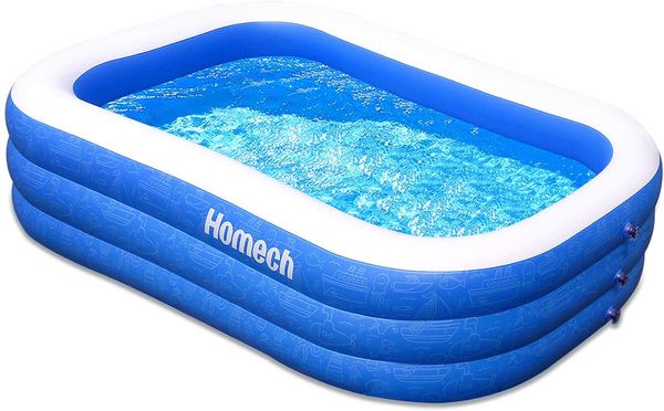 

homech family inflatable swimming pool, 120" x 72" x 22" full-sized inflatable lounge pool for baby, kiddie, kids, adult, inf