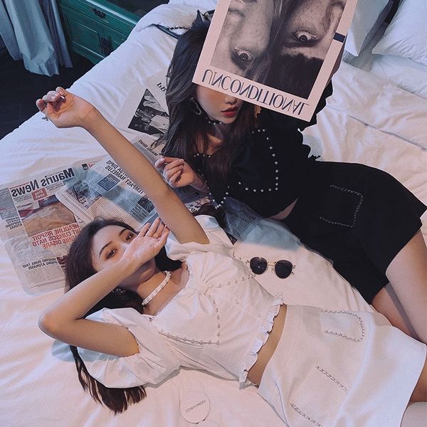 

bahfb 2020 internet celebrity fashion essential bow detachable two-wear bubble sleeve a pants pantscasual pantstype slimming casual, White