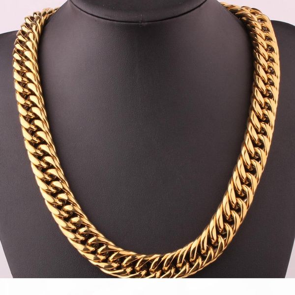 

18mm wide heavy cool 316l stainless steel gold color cuban curb chain biker jewelry mens unisexs necklace or bracelet bangle hot, Silver
