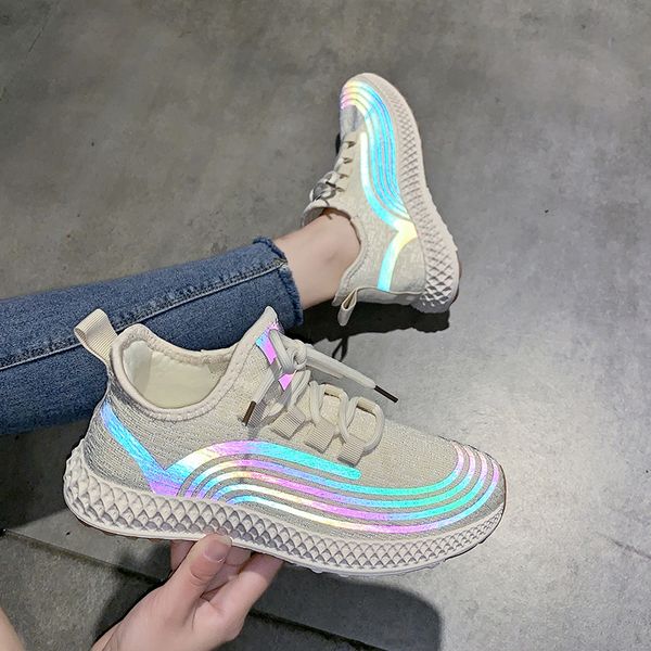 

tuinanle fashion luminous sneakers shoes woman light breathable mesh shoes woman casual 2020 new autumn zapatos de mujer, Black