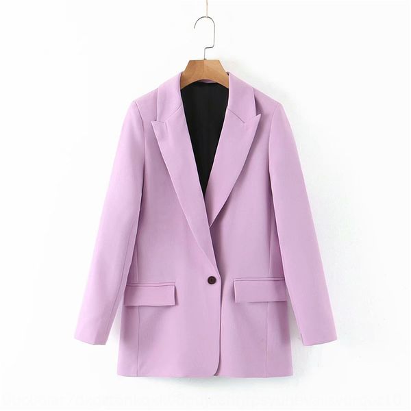 

2020 spring coat coatnew loose lapel long sleeve mouth button decoration solid color casual suit coat for women, White;black