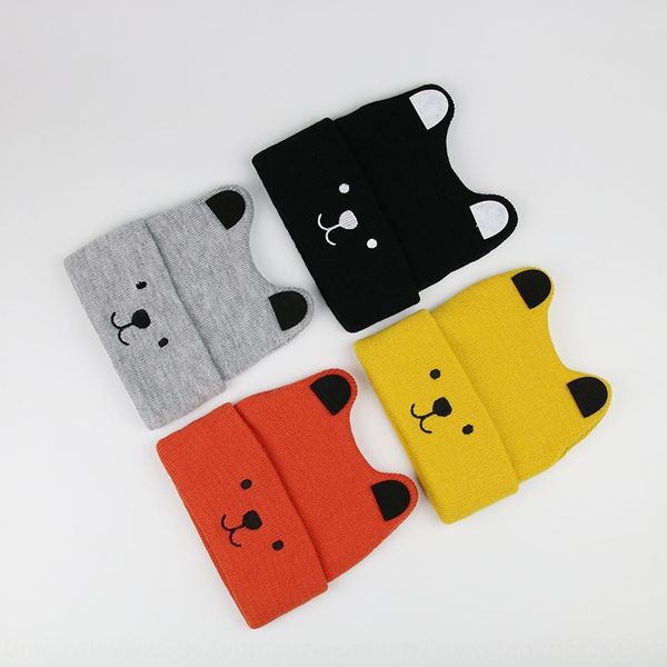 

wool cartoon cat embroidery knitted new cap cap knitted baby hat baby hat, Blue;gray