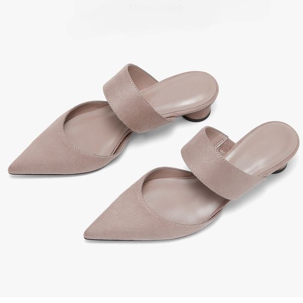 

каблуки женщины обувь осень женская обувь женская остроконечные toe мелкий рот вскользь тапки падение на каблуках платье новый flock pu, Black