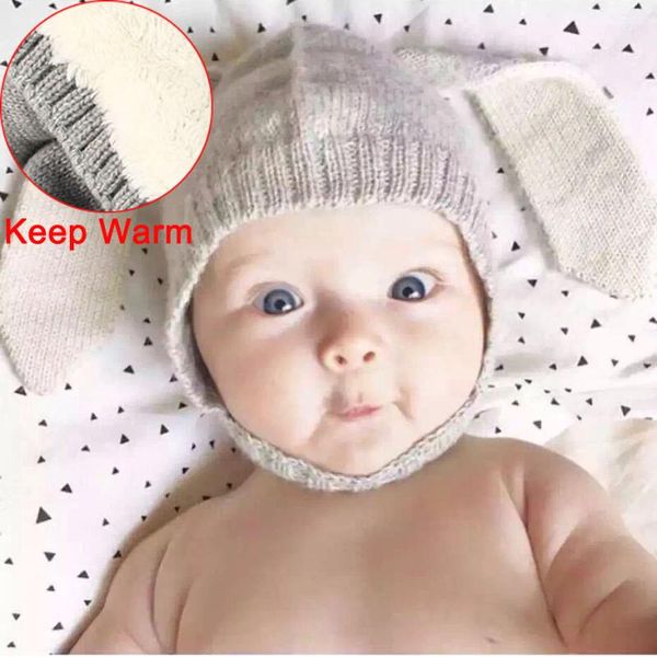 

thicker autumn winter toddler infant knitted baby hat adorable long ear hat cute baby cap p props, Yellow