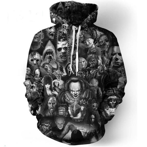 

горячий конструктор hoodie streetwear мужчины и женщины толстовки мода 3d череп печати личность пуловеры бесплатная доставка, Black