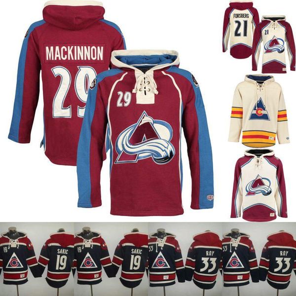 

mens womens youth colorado avalanche hoodie jersey joe sakic patrick roy peter forsberg nathan mackinnon hoodies sweatshirts jerseys, Black;red