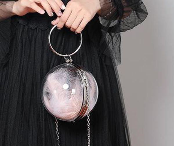 

designer bag transparent round ball dinner bags single shoulder messenger small round acrylic mini chain female bag ing