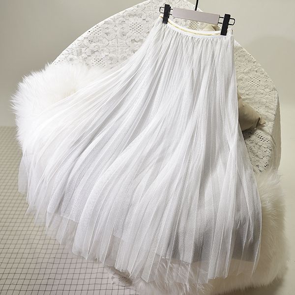 

women's new gauze high waist short long skirtlong skirt black mid-length sasha mesh skirt