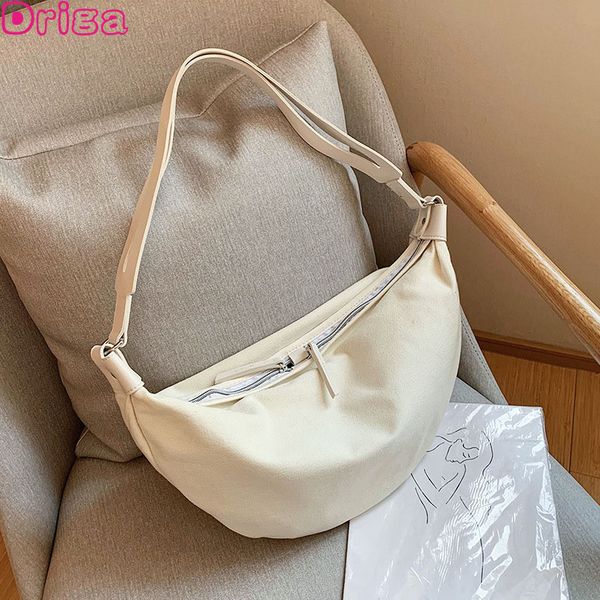 

fashion large capacity half moon bags women bag casual simple shoulder bags crossbody bag canvas female hand