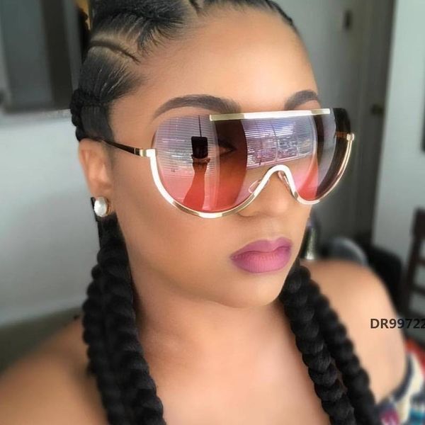 

longkeeper new oversize shield sunglasses big frame alloy one piece cool sun glasses women gold clear eyewear gradientdr99722, White;black